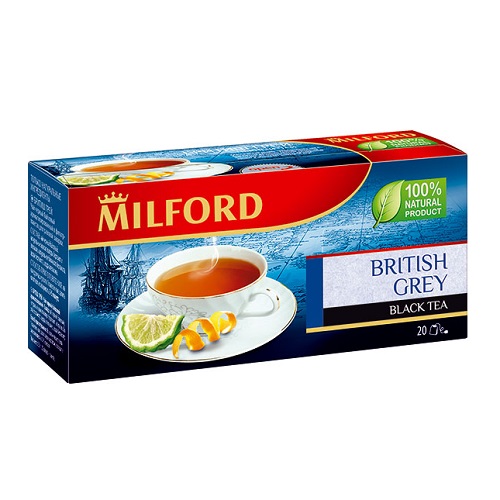 Milford черный чай Бритиш грей, 20 пакетиков, уценка